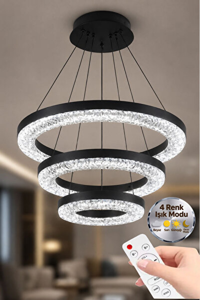 Lumia Lighting Vera Model Siyah Kumandalı 3 Renk Modu Ledli Modern Salon Mutf...