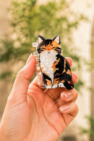 NazLand Mırmır Cat Figured Bone Hair Clip