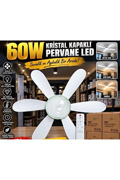 ExxenShopping Sessiz Çalışma 6 Fan Kanat ve 3 Renk Modlu Uzaktan Kumandalı Ta...