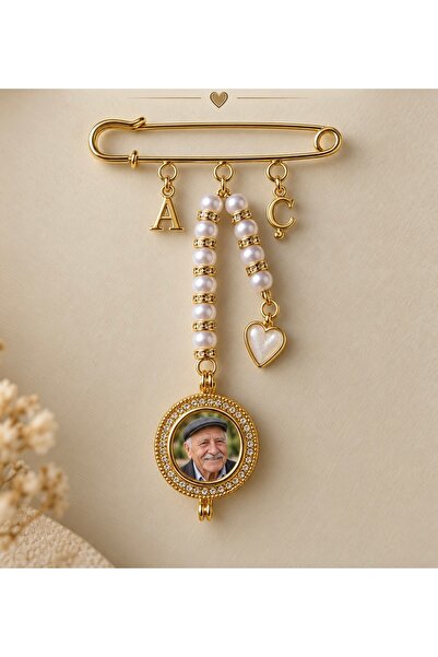 enyessaccessory Kişiye Özel Gold Renk Tek Fotoğraflı Hatıra Çengeli - Özel Ta...