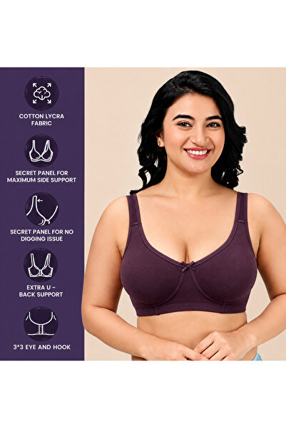 RAJNI Women's Bra D Cup Cotton Lycra Soft Stretch Minimizer Seamless Full Cov...