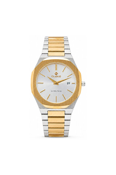 Clasico C1 Men’s Ultra-Thin Octagonal Stainless Steel Watch – Gold/Silver Case
