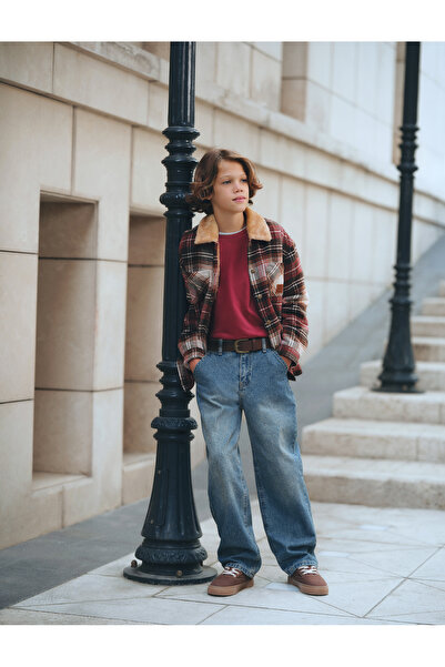 Koton Loose Straight Fit Denim Trousers with Loose Cut Pockets and Cotton Det...