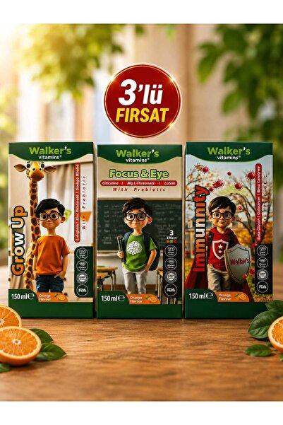 Walkers Focus Eye Kids Şurup ( Sitikolin, Lutein , Beta Glukan) - ( 3'lü )