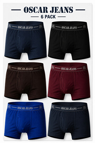 OSCAR JEANS 6 Pack 100% Cotton Men's Underwear Boxer Brief Super Combed Soft ...