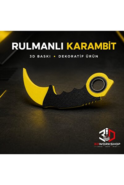 3DWORKSHOPTR Rulmanlı Karambit Modeli 3D Baskı Dekoratif Stres Çarkı