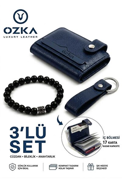 Ozka Leather Collection Kartlıklı Cüzdan - Anahtarlık Ve Bileklik Hediye