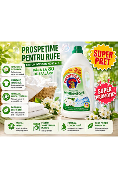 Chanteclaire Chanteclair Detergent Lichid pentru Rufe Mosc Alb 3,6 L, 80 Spăl...
