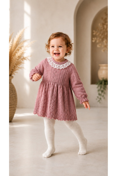 BES TREND Baby Girl Knitwear Dress with Tights, 2-Piece Set