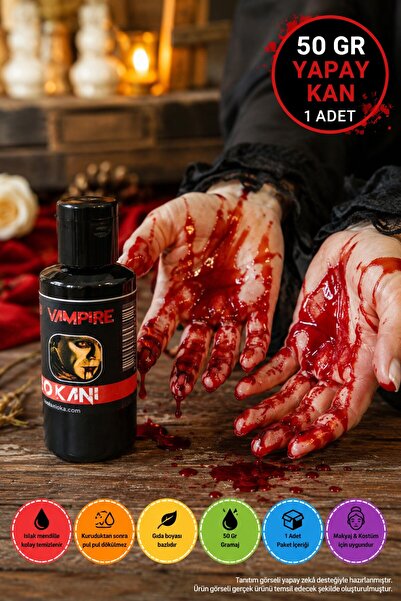 TOYFEST Yapay Kan 50 Gr Halloween Cadılar Bayramı Dracula Vampir Makyaj Parti...