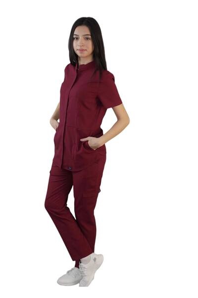 Qule Üniforma Zeyra Kısa Kol Hemşire & Doktor Scrubs Takım Hastane Üniforması