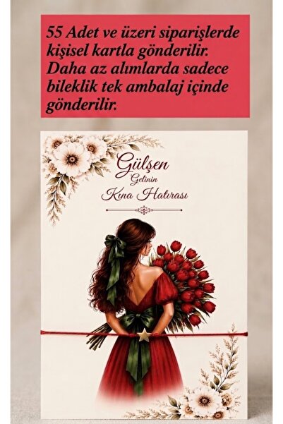 Lalim Aksesuar 10 Adet Kişiye Özel Kına Hatırası Kırmızı İpli Yıldız Bileklik...