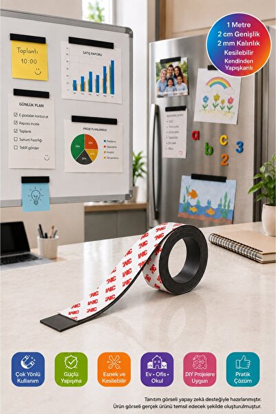 TOYFEST Bandă magnetică autoadezivă, flexibilă, ușor de tăiat, bandă magnetic...