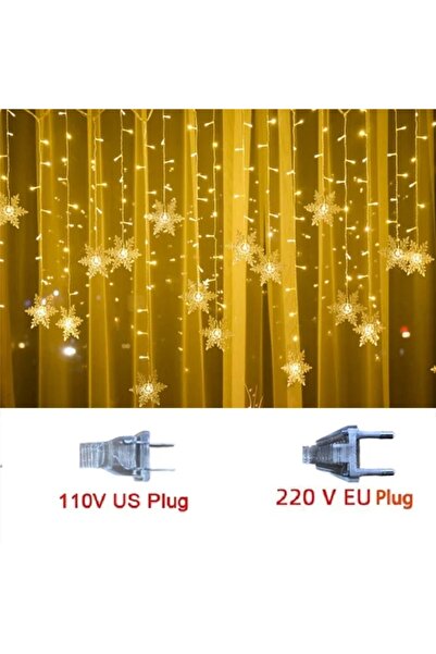 Choice EU Plug Warm Christmas Snowflakes String Lights Flashing Fairy Curtain...