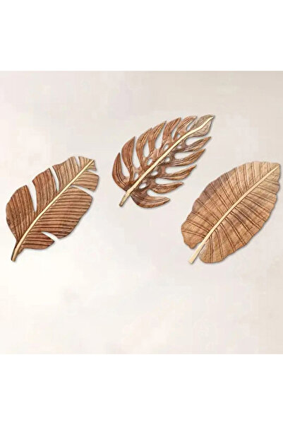 Choice Brown 3pcs Wood Leaf Wall Art Decor, Bohemian Home Decor, Wood Wall Sc...
