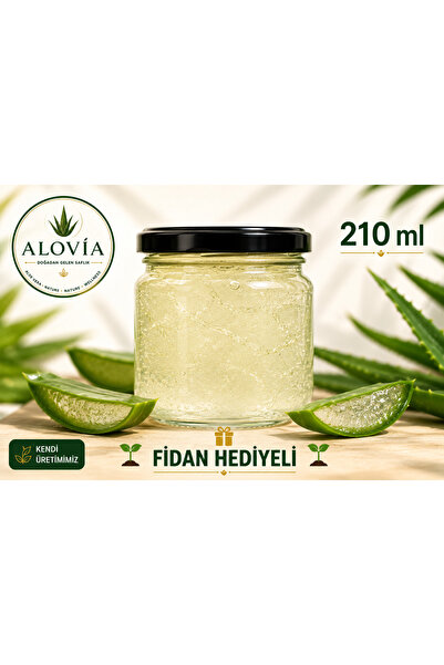 Alovia %100 Doğal Aloe Vera Jeli 210 ml Cam Kavanoz - Katkısız Taze Aloe Vera...