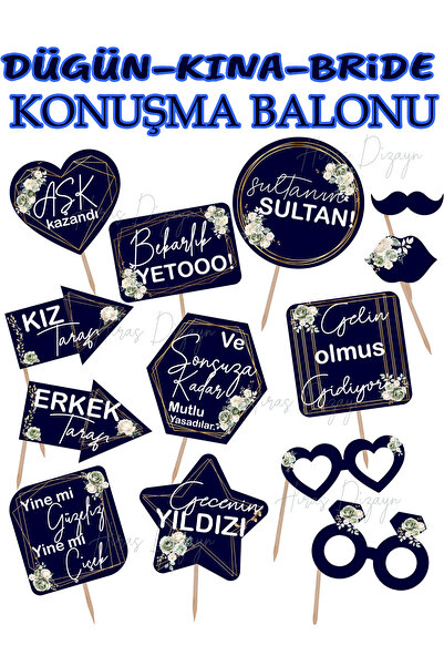 Hiras Dizayn 13-Piece Navy Blue Wedding Engagement and Henna Night Fun Sticka...