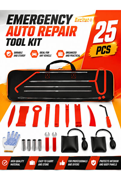 Excitat Set scule auto 25 piese, Excitat®, unelte din otel si aliaj de alumin...