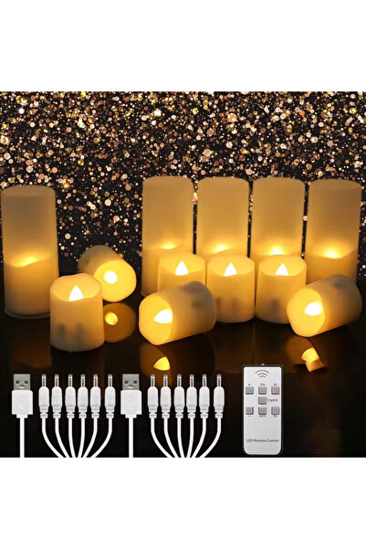 Choice 6pcs Warm White Rechargeable Led Candles Timer Remote LED Light Flamel...