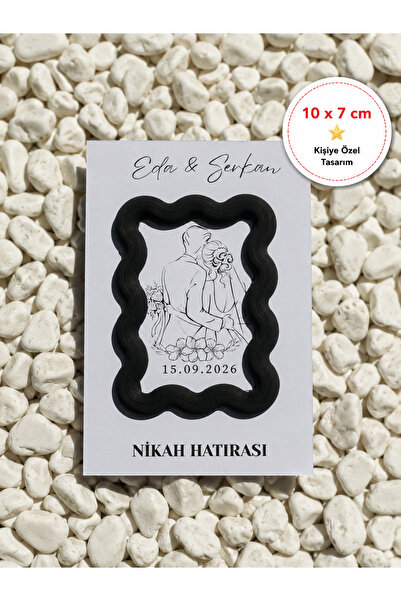 StoreGiz (20 Adet) Kişiye Özel Nikah Hatırası Magnet 10cm x 7cm - İsim ve Tar...