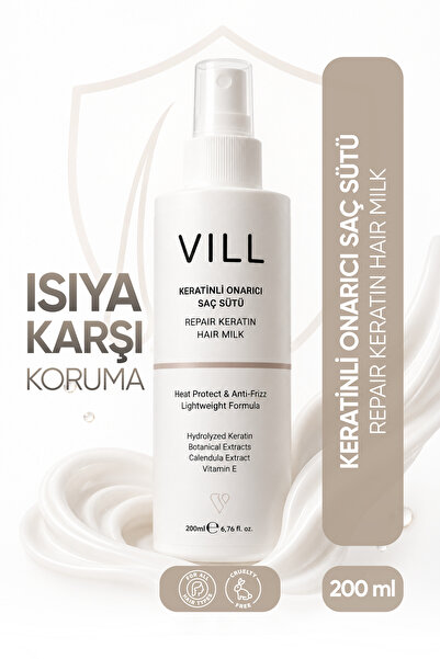 Vill Keratin İçeren Saç Bakım Sütü Isı Koruyucu ve Elektriklenme Karşıtı 200 ml