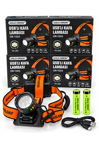farissu Or-t201 Usb’li Kafa Lambası | 30w 2000 Lümen | 2 Adet 18650 Pil Dahil