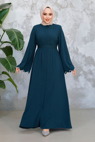 Neva Style حجاب أخضر داكن مع حزام 29125KY