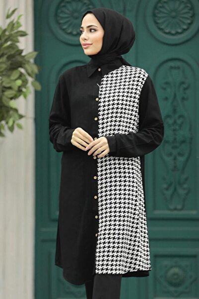 Neva Style Block Patterned Hijab Viscose Tunic 11625Dsn2