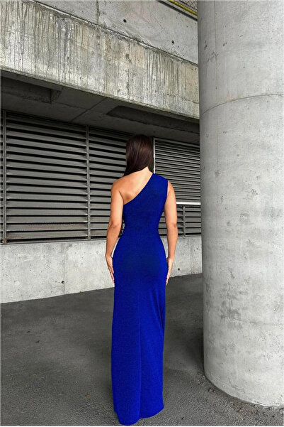 SS HOME CONCEPT Women's single shoulder pleated detail evening dress gift