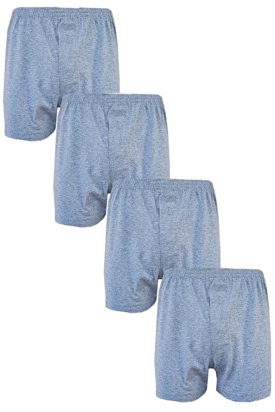Hepsine Rakip Set of 4 Men's Buttoned Boxers Economical 100% Cotton Long Johns