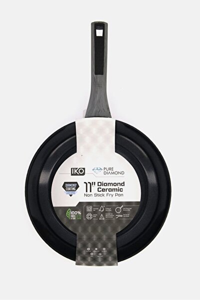 İKO 28 cm Diamond Ceramic Non Stick Fry Pan, Grey and Black