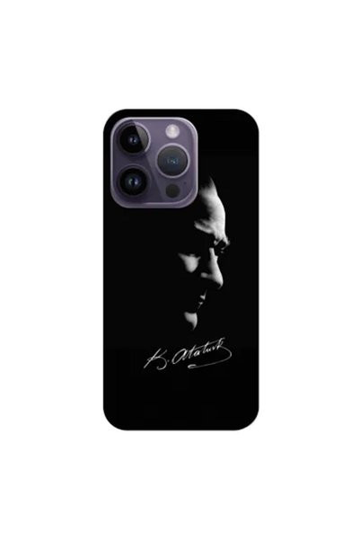 Zebana Apple iPhone 14 Pro Max Compatible Case Mustafa Kemal Atatürk Black Si...