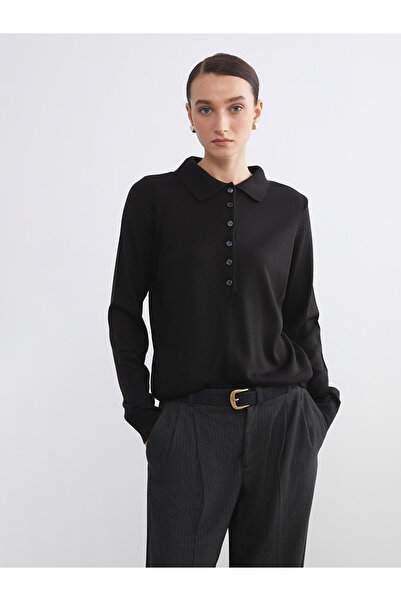 LC Waikiki Lcw Comfort Black Knitwear Plain Sweater with Nevavm Difference