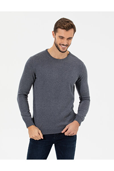 Pierre Cardin Gray Melange Slim Fit Crew Neck Basic Knitwear Sweater 50258993...