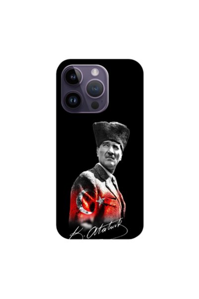 Zebana Apple iPhone 14 Pro Compatible Case Mustafa Kemal Atatürk Design V2 Si...