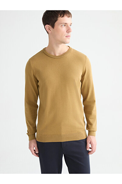 LC Waikiki Lcwaikiki Classic Yellow Crew Neck Men's Knitwear Sweater