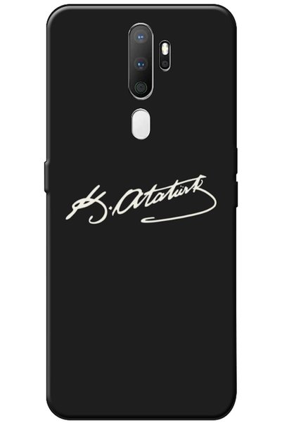 Zebana Oppo A9 2020 Compatible Case Ataturk Signature Silicone Case (Printed)
