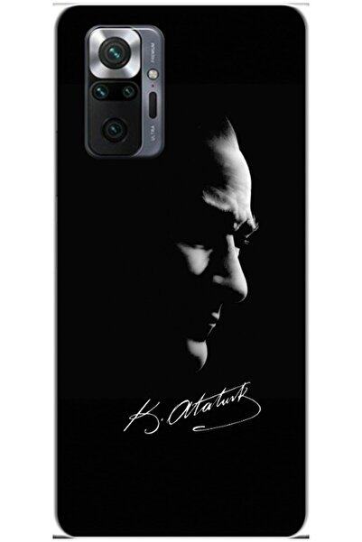 Zebana Xiaomi Redmi Note 10 Pro Uyumlu Kılıf Mustafa Kemal Atatürk Black Sili...