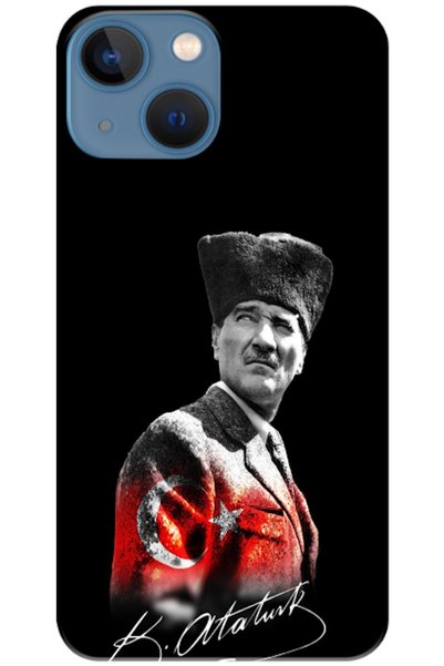 Zebana Apple iPhone 13 Mini Compatible Case Mustafa Kemal Atatürk Design V2 S...