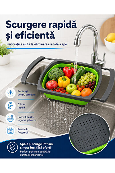 Generic Brand Strecurătoare pliabil pentru chiuvetă, cu mânere extensibile, p...