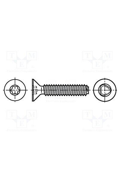 OEM Şurub BOSSARD B3X6/BN11288, 3x6, Cap îngropat, Torx®, TX10, oţel, zinc, P...