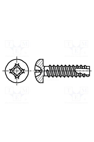 OEM Şurub BOSSARD B2.9X9.5/BN1016, 2,9x9,5, Cap cap rotund, Phillips, PH1, oţ...