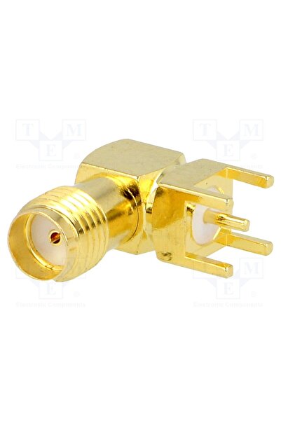 OEM Conector SMA YIZN SMA-15, soclu, mamă, în unghi 90°, THT, aurit