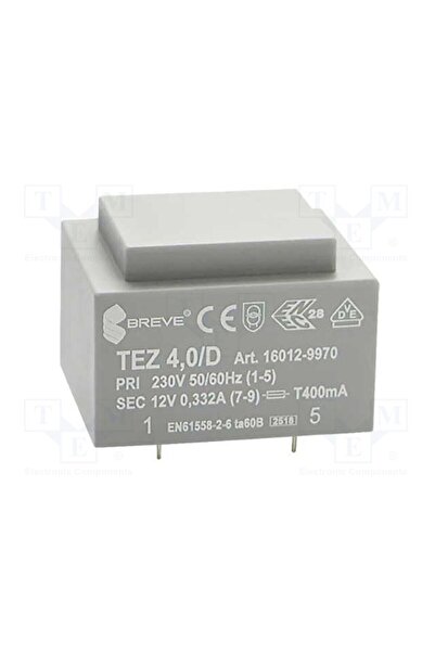 OEM Transformator încapsulat BREVE TUFVASSONS TEZ4/D/12V, 4VA, 230VAC, 12V, 3...