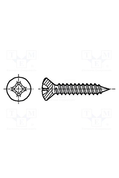 OEM Şurub BOSSARD B2.9X16/BN697, 2,9x16, Cap îngropat, Phillips, PH1, oțel in...