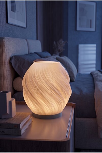 Lumense Loft Estetik Dalga Formlu Modern Dekoratif Gece Lambası ve Abajur - K...