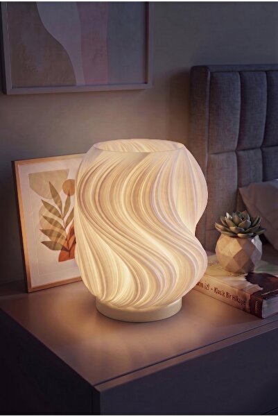 Lumense Lumin Estetik Dalga Formlu Modern Dekoratif Gece Lambası ve Abajur - ...