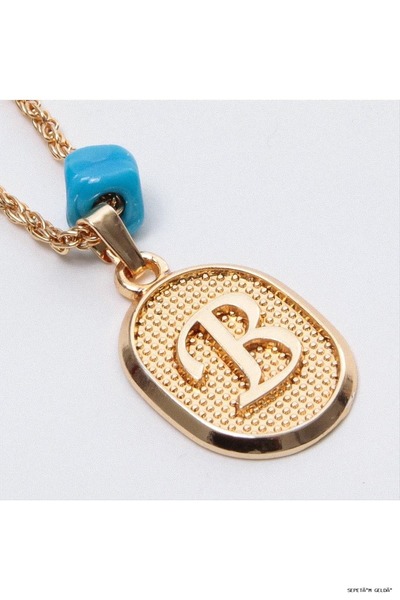 ZERO LAND Spt-Gld Plastic Beaded Twisted (43318) Letter Necklace