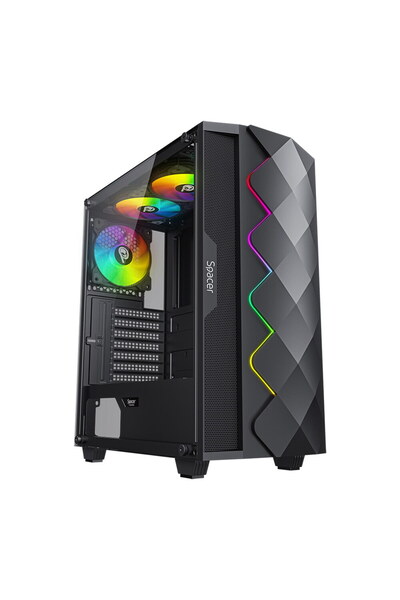 Spacer CARCASA - gaming, Middle Tower, ATX, "QUARTZ", fara sursa, sticla secu...