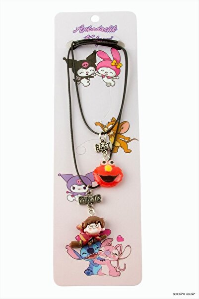 ZERO LAND Spt-Gld Çzgflm Character Friendship Necklaces -Pair (44439) Necklac...